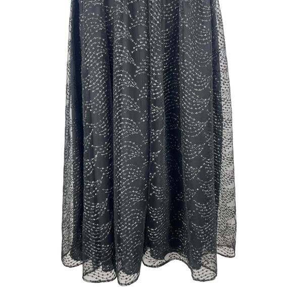 Shoshanna Olivia Metallic Scallope Mesh Halter Neck Black Dress Size 2 - Picture 8 of 14